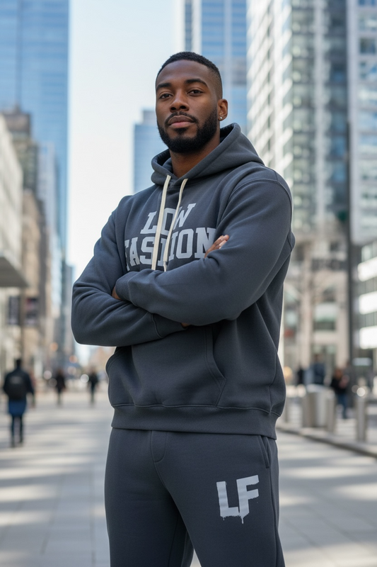 Charcoal blue “Low Fashion” hoodie