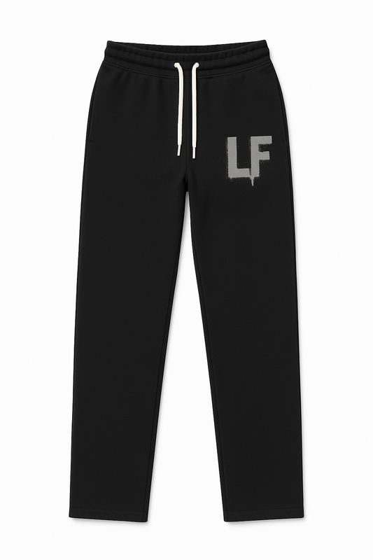 LOW FASHION® Spray-Paint Straight-Leg Sweatpants — Black